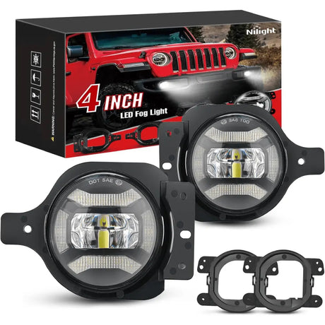 2018 2019 2020 2021 Jeep Wrangler JL JT JLU Gladiator Fog Light Assembly DRL Clear Lens Nilight