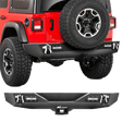Rear Bumper 2018-2023 Jeep Wrangler JL Rear Bumper Rock Crawler Bumper with 2Pcs Hitch Receiver 2Pcs Upgraded 18W LED Lights D-Rings Textured Black