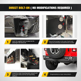 Rear Bumper 2018-2023 Jeep Wrangler JL Rear Bumper Rock Crawler Bumper with 2Pcs Hitch Receiver 2Pcs Upgraded 18W LED Lights D-Rings Textured Black
