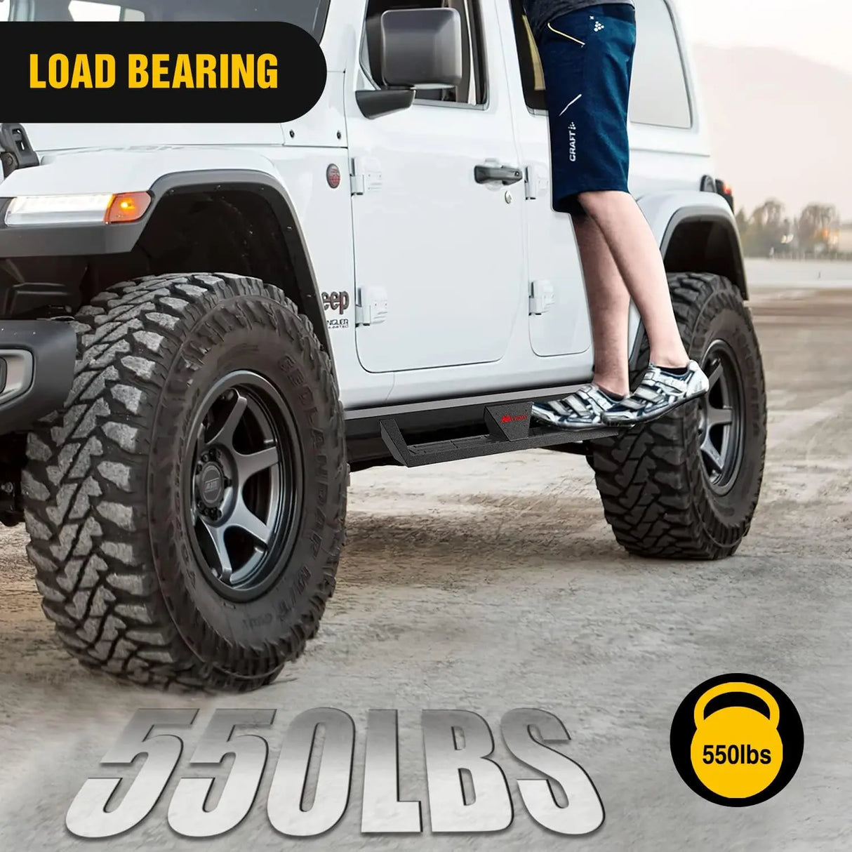 2018-2023 Jeep Wrangler JL Unlimited 4 Door Running Boards Dual-Stage Textured Black Powder Coated Slip-Proof Side Step Nerf Bars Nilight