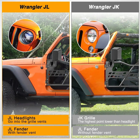 2018-2023 Jeep Wrangler JL | 2020-2023 Gladiator JT 2Door Front Rear Tubular Doors with Side View Mirrors Nilight
