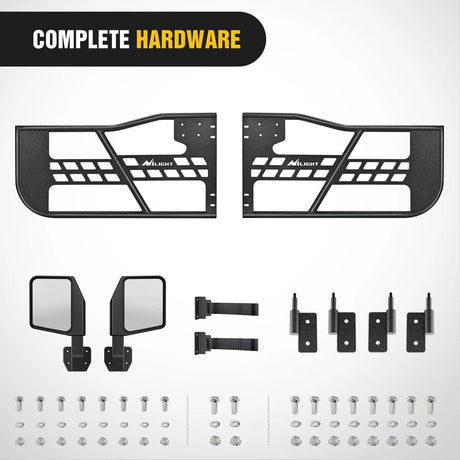 2018-2023 Jeep Wrangler JL | 2020-2023 Gladiator JT 2Door Front Tubular Doors with Side View Mirrors Nilight