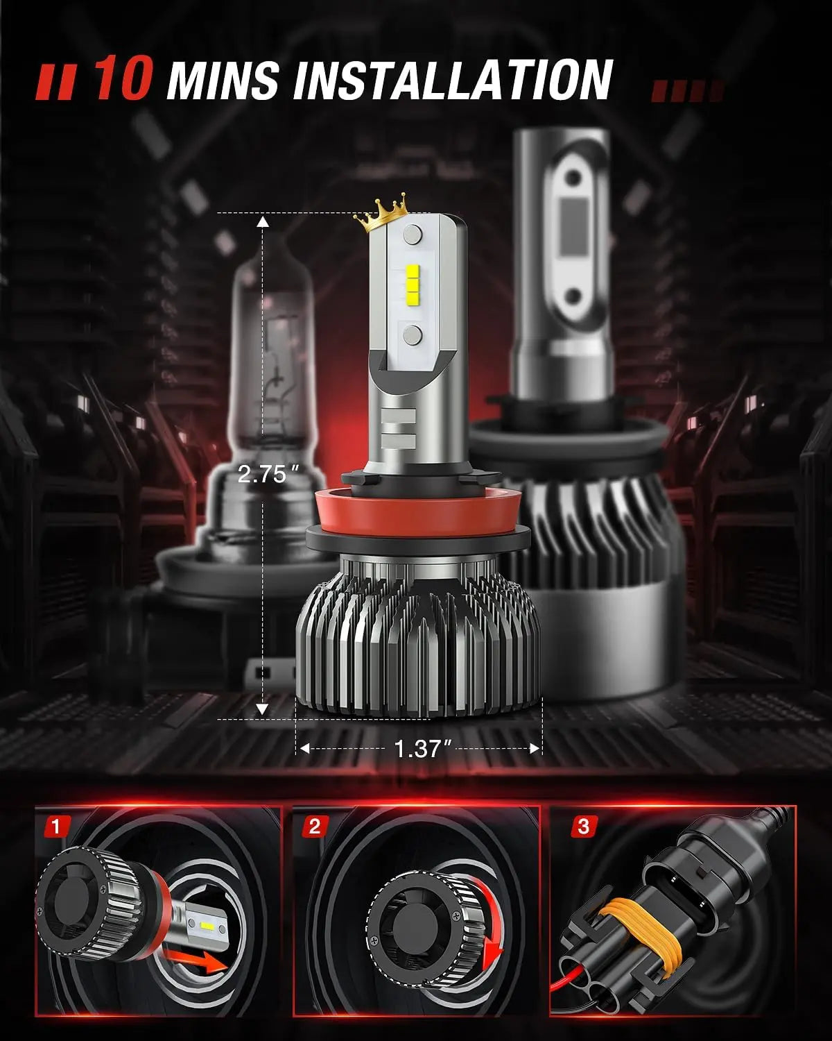 2019-2022 Ram 1500 2500 3500 9005 H11 LED Headlight Bulbs Nilight