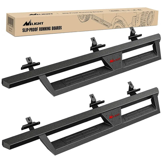 2021-2023 Ford Bronco 4 Door Running Boards Dual-Stage Textured Black Powder Coated Slip-Proof Side Step Nerf Bars Running Boards Nilight