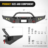 2021-2024 Ford Bronco Front Bumper with 4Pcs 18w Flush Mount LED Work Lights Winch plate License plate bracket Sensor hole Nilight
