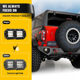 2021-2024 Ford Bronco Rear Bumper Rock Crawler Bumper with Hitch Receiver 2Pcs Upgraded 18W Flood LED Work Light Wire hole Nilight