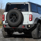2021-2024 Ford Bronco Rear Bumper Rock Crawler Bumper with Hitch Receiver 2Pcs Upgraded 18W Flood LED Work Light Wire hole Nilight
