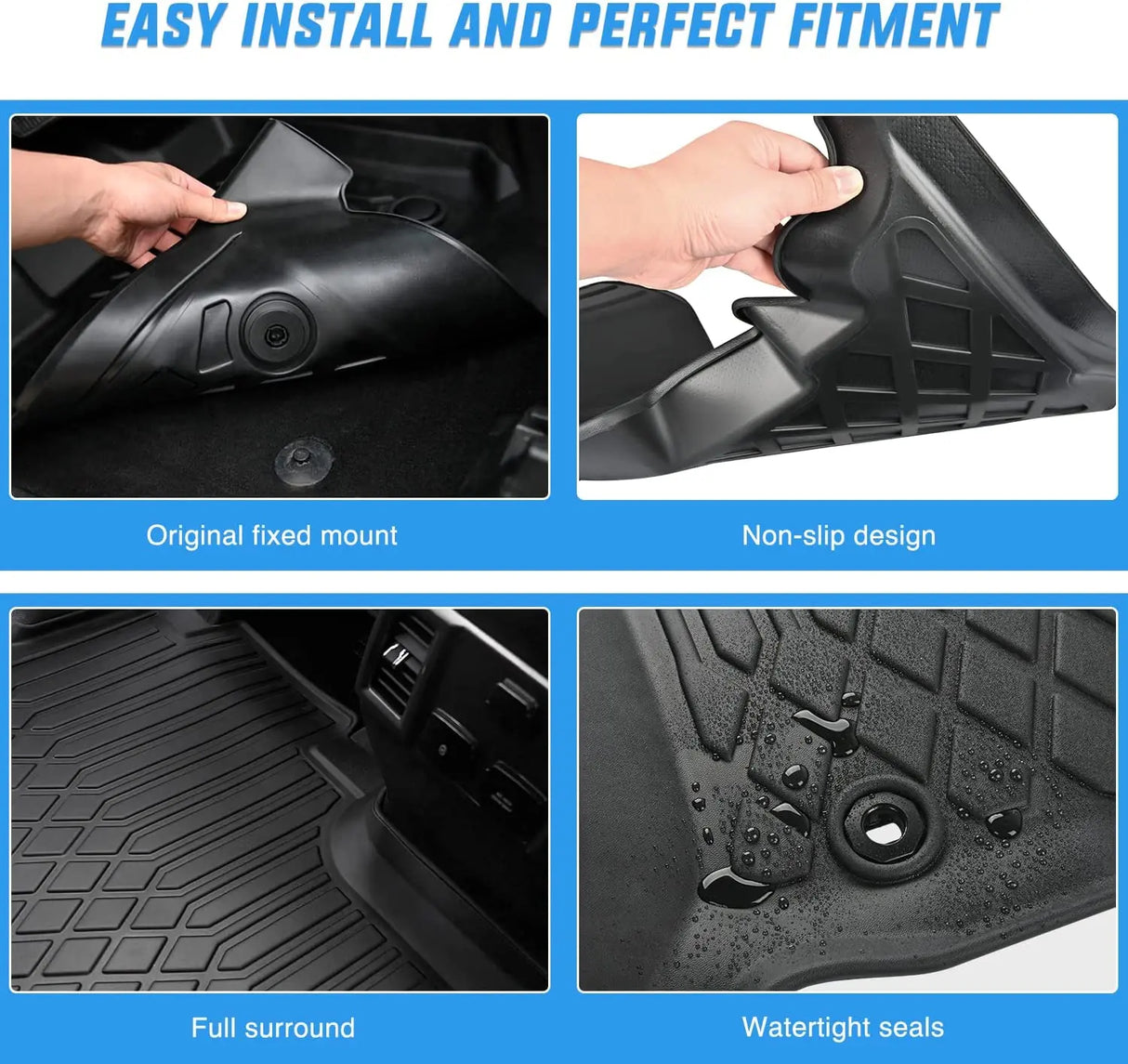 2022-2024 Hyundai IONIQ 5 SE Standard Range SE SEL Movable Console TPE Floor Mats Nilight