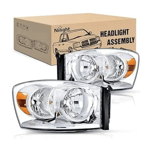 Headlight Assembly 2007 2008 Dodge Ram 1500 2007 2008 2009 Ram 2500 3500 Headlight Assembly Chrome Case Amber Reflector