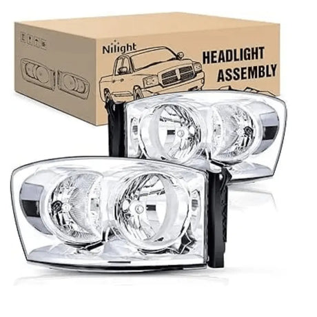 Headlight Assembly 2007 2008 Dodge Ram 1500 2007 2008 2009 Ram 2500 3500 Headlight Assembly Chrome Case Clear Reflector