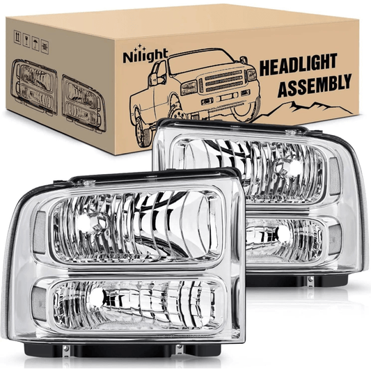 Headlight Assembly 2005-2007 F250 F350 F450 F550 Headlight Assembly Chrome Case Clear Reflector