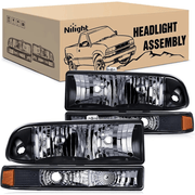 1998 1999 2000 2001 2002 2003 2004 2005 Chevy Blazer S10 Headlight Assembly Black Case Amber Reflector
