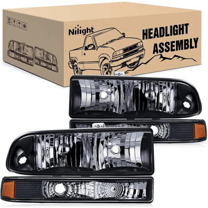 1998 1999 2000 2001 2002 2003 2004 2005 Chevy Blazer S10 Headlight Assembly Black Case Amber Reflector