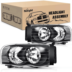 2002 2003 2004 2005 Dodge Ram 1500 2500 3500 Headlight Assembly Black Case Clear Reflector