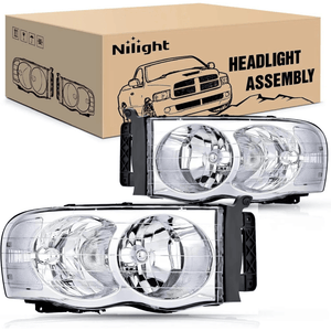 2002 2003 2004 2005 Dodge Ram 1500 2500 3500 Headlight Assembly Chrome Case Clear Reflector