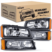 2003 2004 2005 2006 Chevy Silverado Avalanche 1500 1500HD 2500 2500HD 3500 Headlight Assembly Black Case Amber Reflector