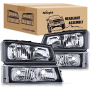 2003 2004 2005 2006 Chevy Silverado Avalanche 1500 1500HD 2500 2500HD 3500 Headlight Assembly Black Case Clear Reflector