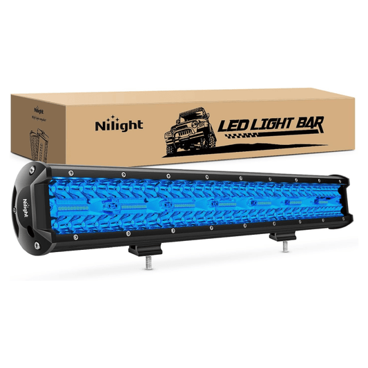 20" 420W 42000LM Triple Row Blue Spot/Flood LED Light Bar Nilight