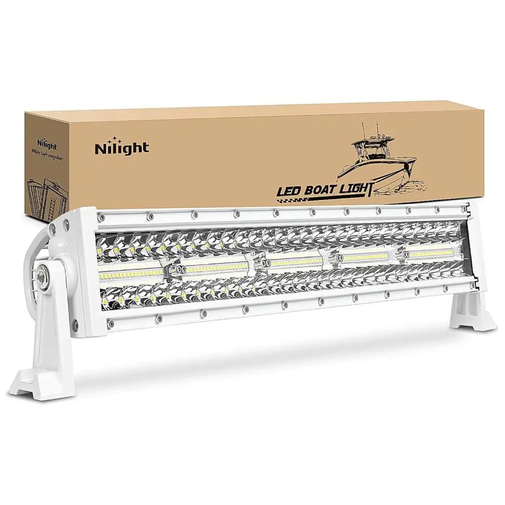 22 Inch 480W Spot Flood Combo White Case Led Light Bar Nilight