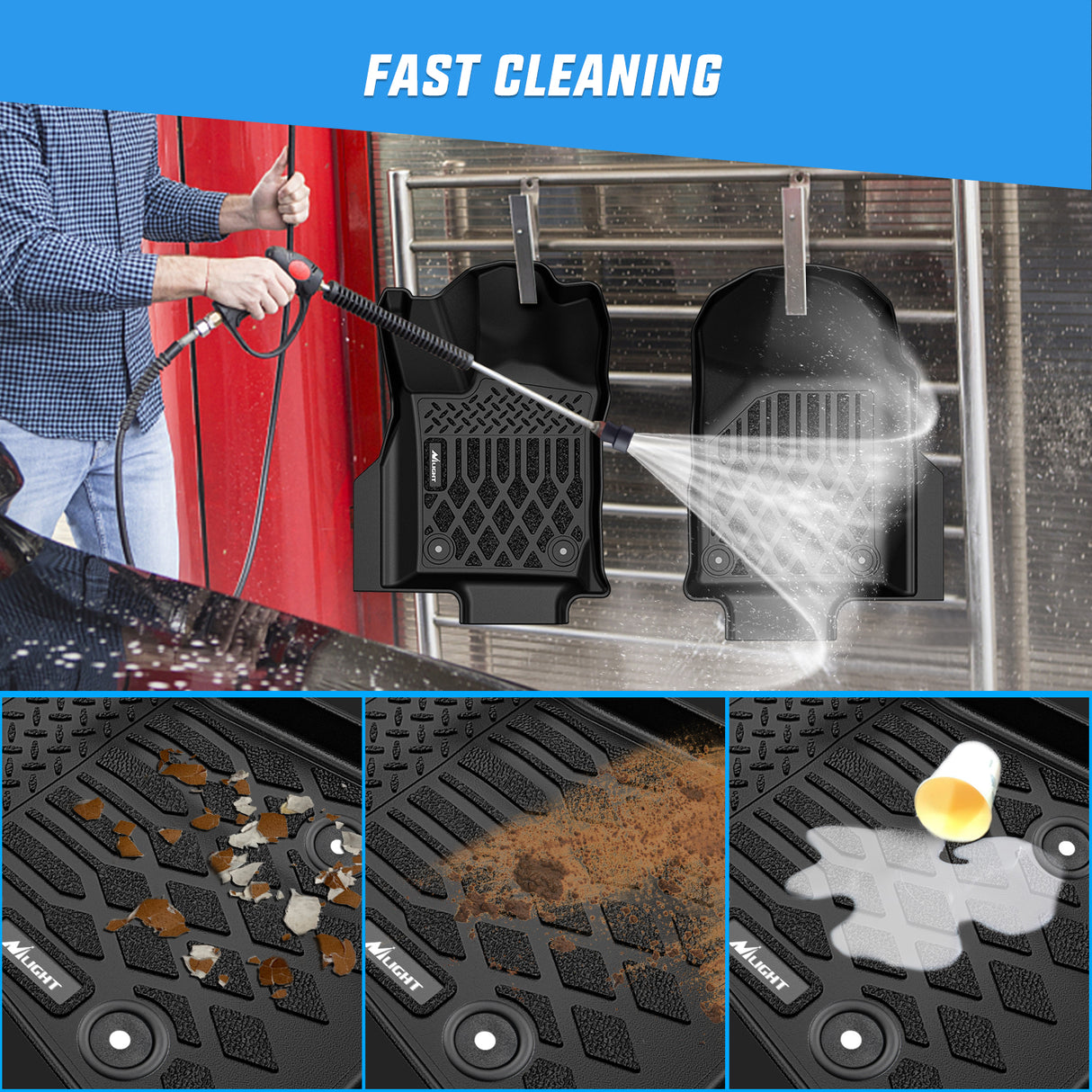 TPE Floor Mats for Dodge Durango 7 Seats 2nd Row Bench Seat 2016 2017 2018 2019 2020 2021 2022 2023 2024 2025 2026 All Weather Custom Fit Heavy Duty Floor Liners