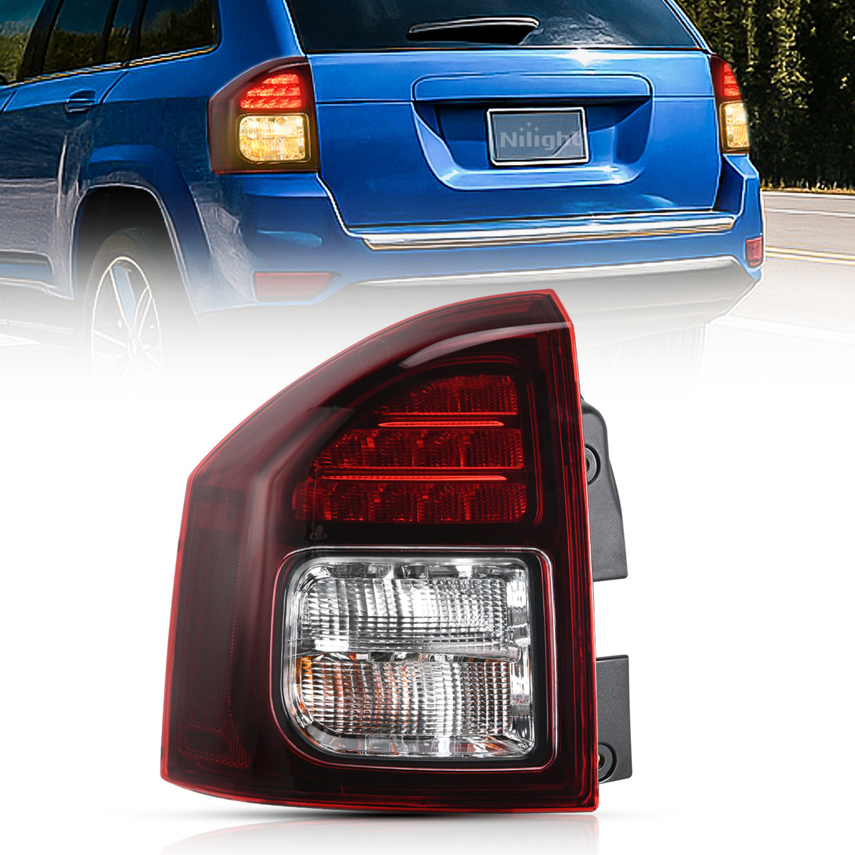 Taillight Assembly Compatible with 2014 2015 2016 2017 Jeep Compass Tail Light OE Style Rear Lamp Replacement Driver Side w/Bulbs