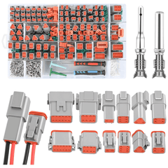 2 3 4 6 8 12 PIN DT Connector Kit 50 Sets Size 16 Stamped Formed Contacts for 14-18 AWG Wires DT Series w/Removal Tool