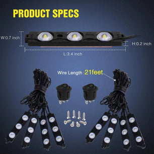 Led light Strip 24 LEDs White Ultra-Bright Light Kit (8 Pcs)