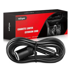 14FT Cigarette Lighter Socket Extension Cord Cable 12V/24V (Black)