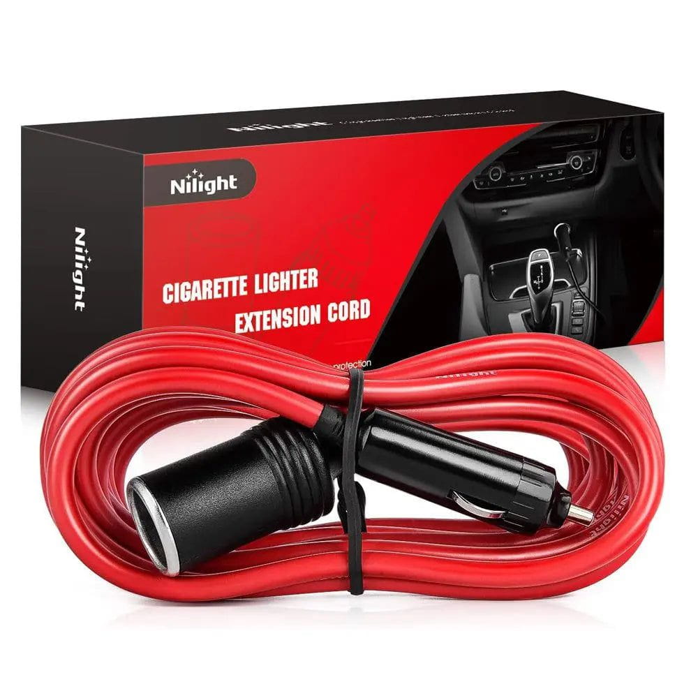 car cigarette lighter extension cable Nilight 10003W 14 ft Male-to-Female Extension Cord Cable Heavy Duty 12V/24V Car Charger with Cigarette Lighter Socket,2 Years Warranty, red