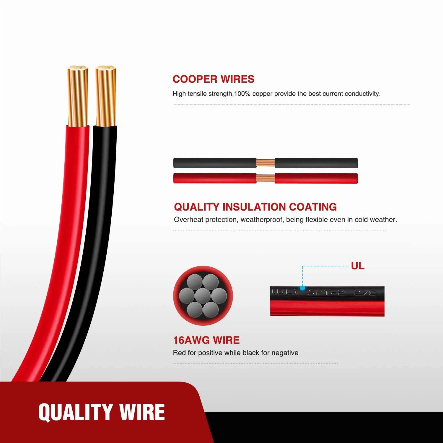 Wiring Harness Kit 6FT Cigarette Lighter Socket Extension Cord Cable 12V/24V (Red)