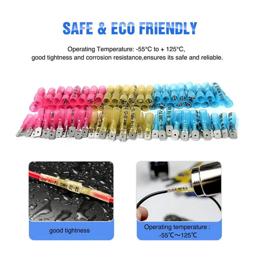 Accessories 250Pcs Heat Shrink Quick Disconnect Spade Connectors Male and Female