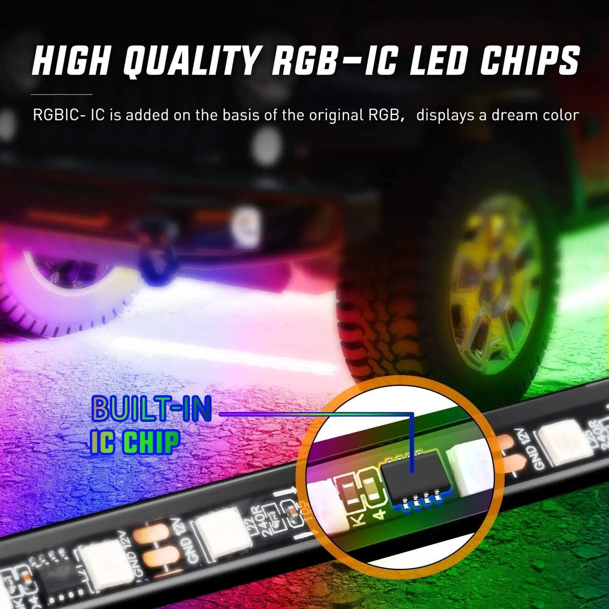 256Leds RGBIC Underglow Neon APP Remote Control Led Strip Light 4PCS Nilight