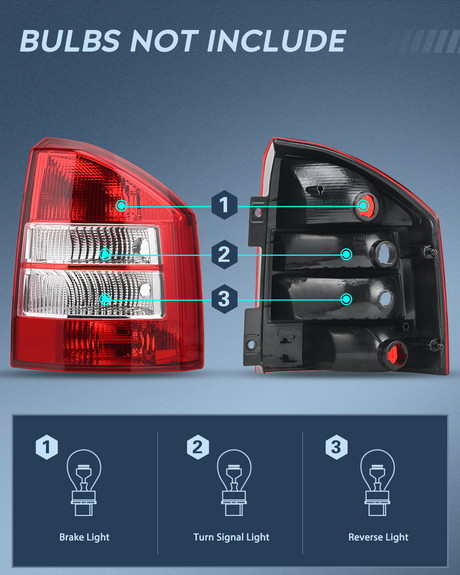 Nilight Taillight Assembly Compatible with 2007 2008 2009 2010 Jeep Compass Tail Light OE Style Rear Lamp Replacement Passenger Side