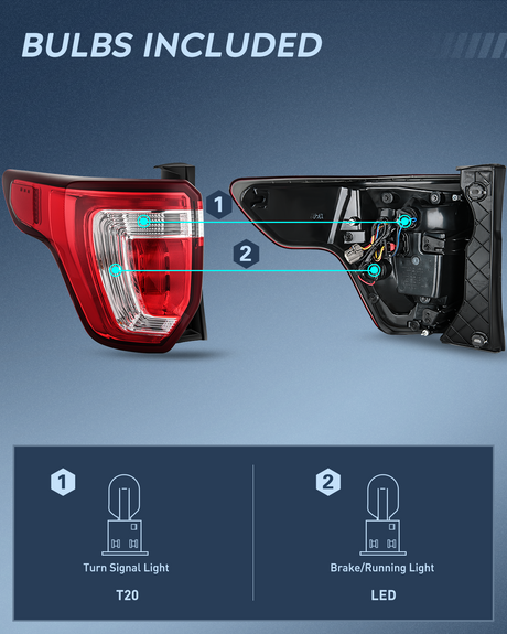 Nilight Taillight Assembly Compatible with 2016 2017 2018 2019 Ford Explorer Rear Lamp Replacement OE Style LED and halogen bulbs Driver Side