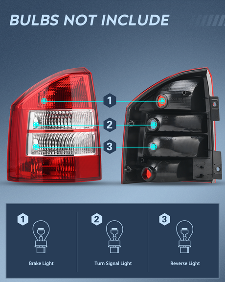 Nilight Taillight Assembly Compatible with 2007 2008 2009 2010 Jeep Compass Tail Light OE Style Rear Lamp Replacement Driver Side