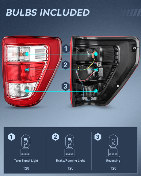 Nilight Taillight Assembly Compatible with 2021 2022 2023 Ford F150 XL Non Blind Spot Tail Light Model Rear Lamp Replacement OE Style halogen bulbs Passenger Side