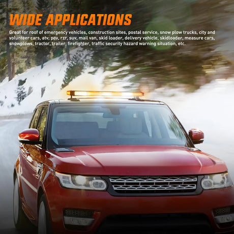 29.5 Inch Roof Top Amber White Strobe Lights 56LED Hazard Emergency Warning Light Bar Magnetic Mount Nilight