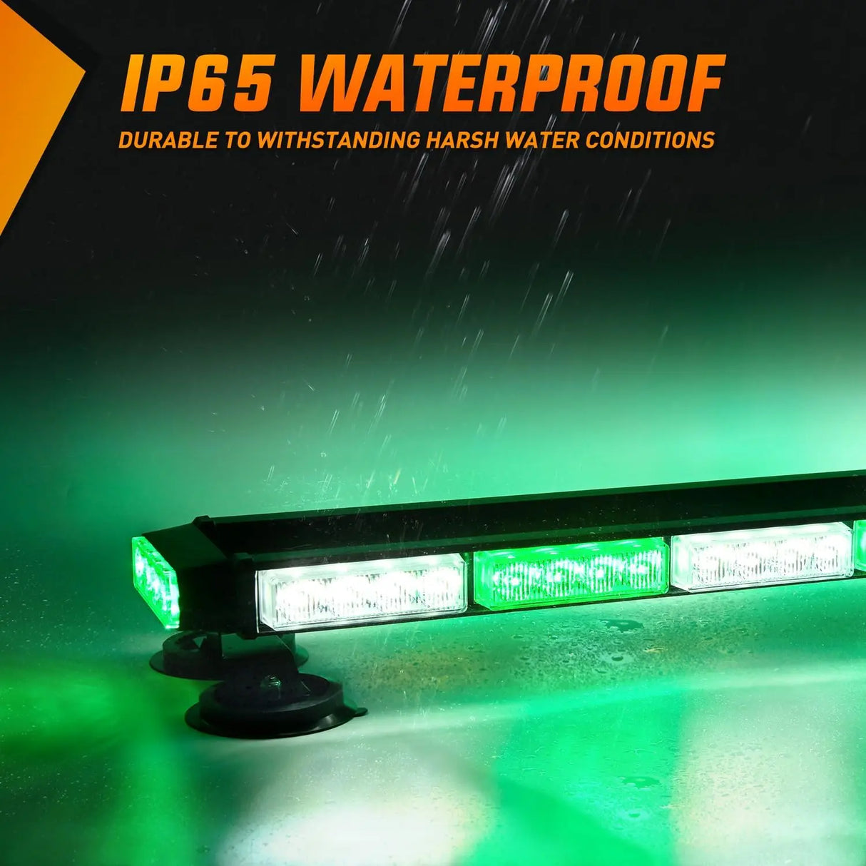 29.5 Inch Roof Top Green White Strobe Lights 56LED Hazard Emergency Warning Light Bar Magnetic Mount Nilight