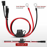 Wiring Harness Kit 2FT SAE DC Extension Cable Ring Terminal Harness Wire 2Pin Plug Cable