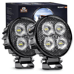 3 Inch 12W 1500LM Round Flood Built-in EMC LED Work Lights (Pair)