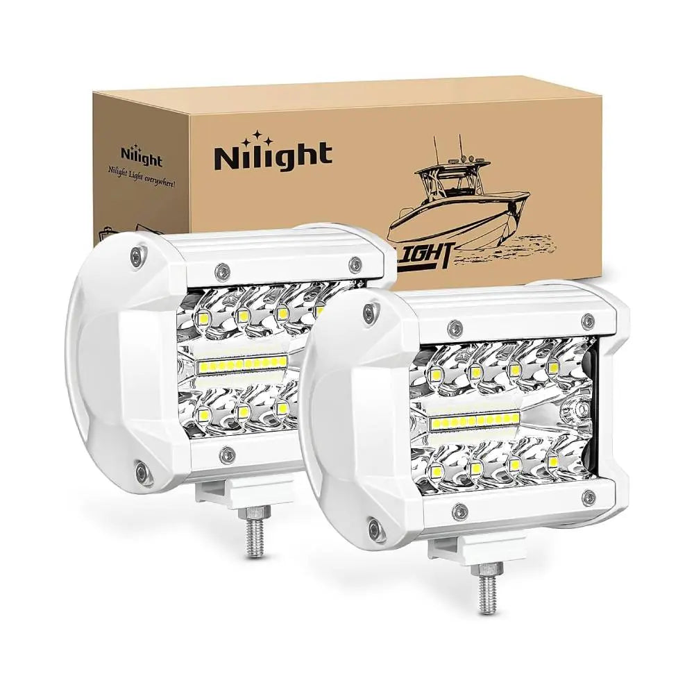 4inch 60W Spot Flood Combo White Case Led Work Lights (Pair) – Nilight