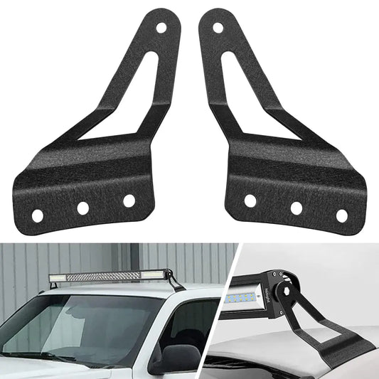 Mounting Accessory 50” Curved Light Bar Bracket at Upper Windshield Roof Cab for 2007-2013 Chevy Silverado Suburban Avalanche Tahoe & GMC Yukon Sierra (Pair)