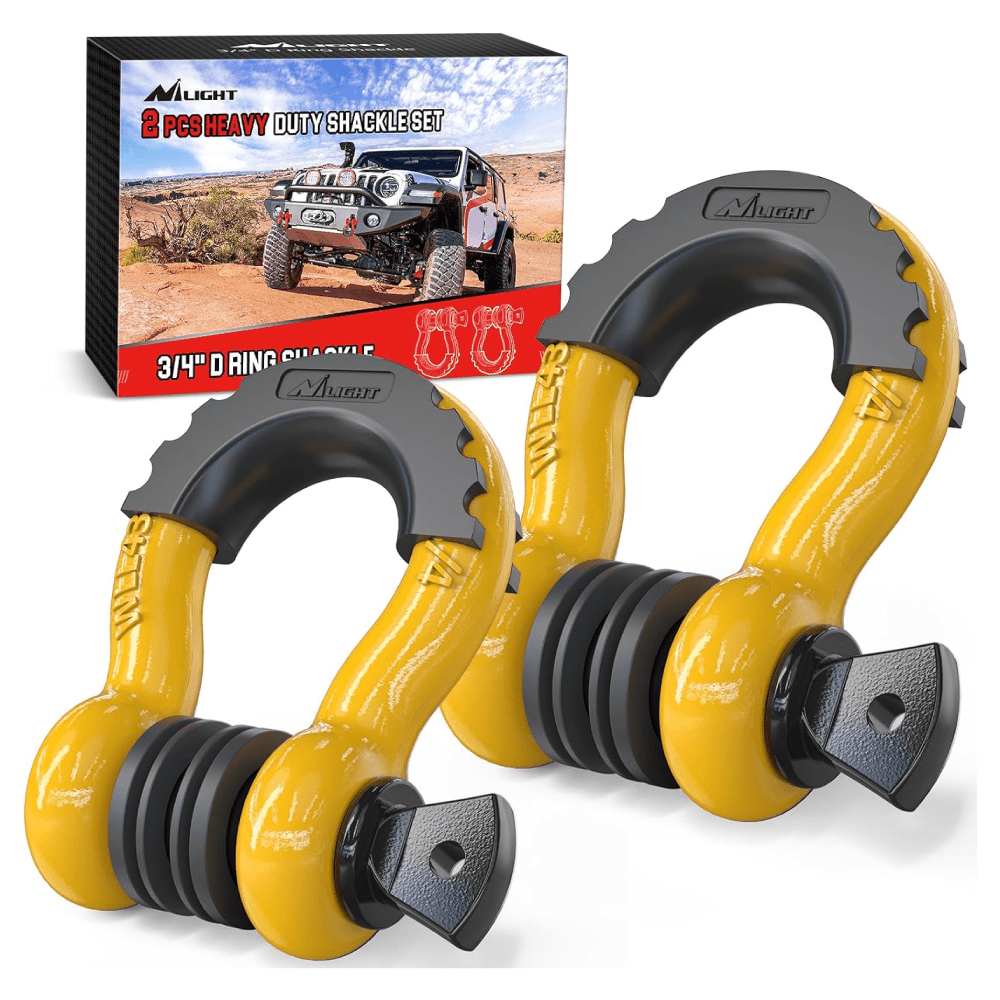 3/4 inch D-Ring Shackle Yellow (Pair) Nilight