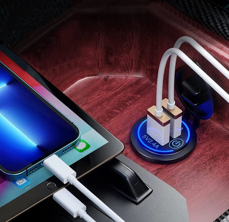 2Pcs 5V 4.8A Dual USB Output Car Charger with LED Voltmeter Nilight