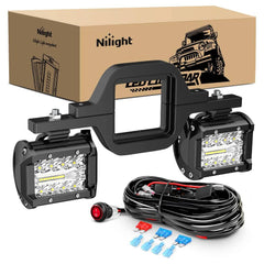 4 Inch 60W Triple Row Spot Flood Led Pods (Pair) | 2.5 Inch Tow Hitch Mount | 16AWG Wire 3Pin Switch