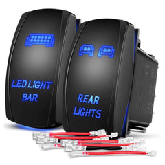 2Pcs 5Pin Laser On/Off Led Light Bar Rear Lights Rocker Switch Blue