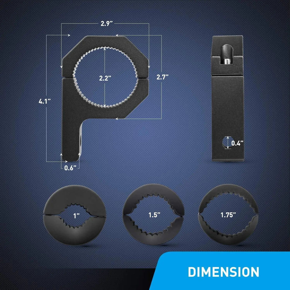 Mounting Accessory Horizontal Bar Clamp Mount Bracket Kits 1"/1.5"/1.75"/2" (2 Pairs)