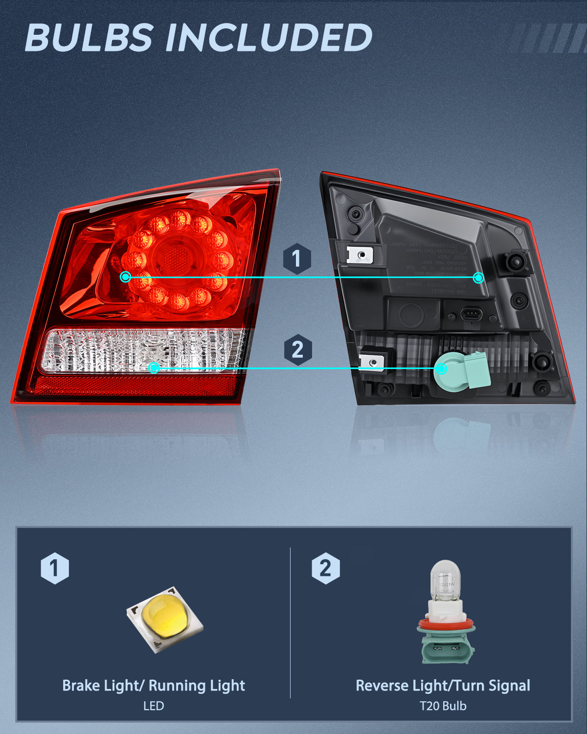 Nilight Taillight Assembly Compatible with 2011 2012 2013 2014 2015 2016 2017 2018 2019 2020 Dodge Journey Inner Tail Light Right Passenger Side