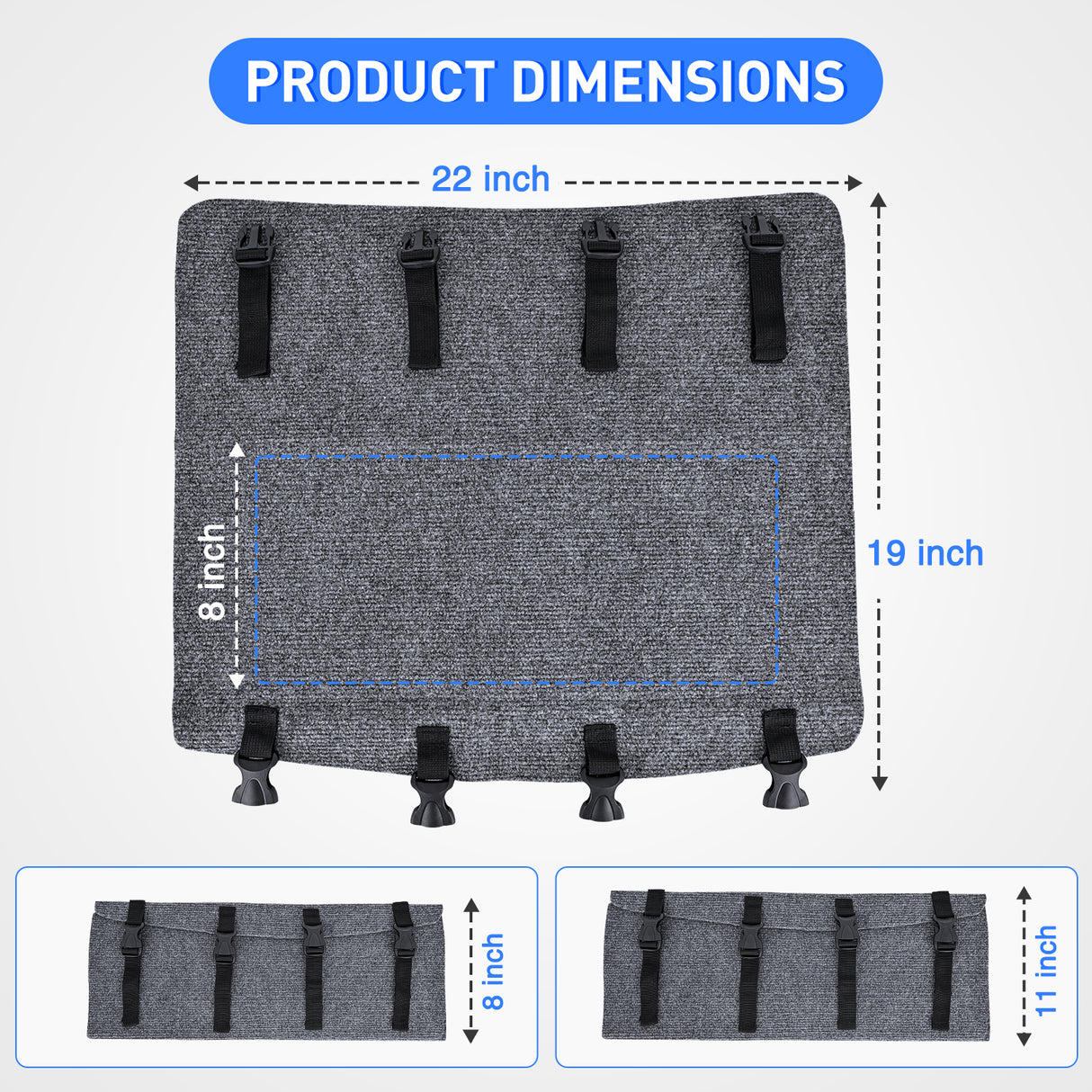 Nilight RV Step Covers 3 Pack 22 inch, Fit 8-11Inch Deep Camper Steps Adjustable Wrap Around RV Step Rug with Snap Fasteners on Electrical & Manual RV Stairs Carpet for Camper Trailers Steps Outside,Gray