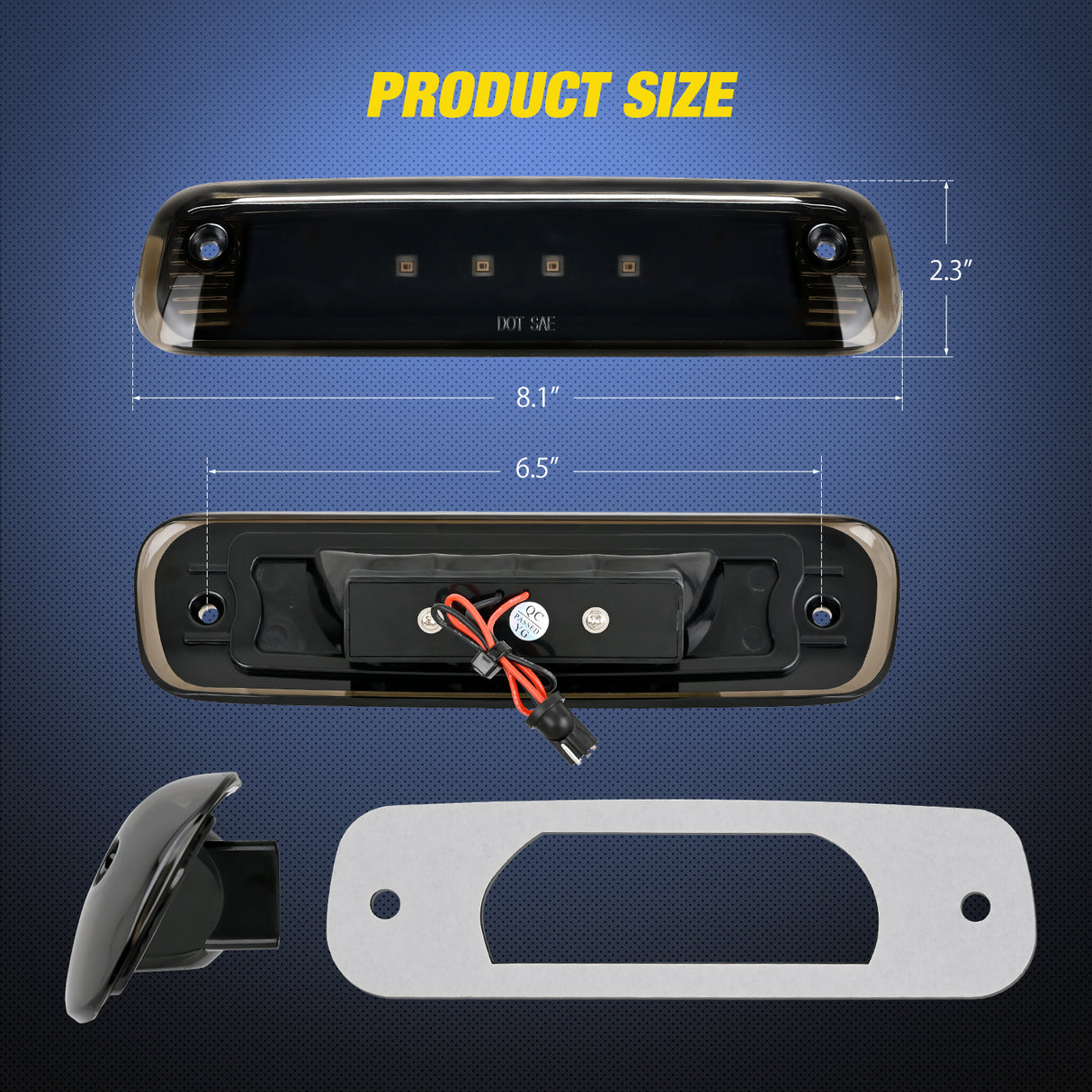 Nilight Third Brake Light Tail High Mount 3rd Stop Lights Smoked Lens Compatible with Jeep Cherokee 1997 1998 1999 2000 2001 SUV Accessories Rear Cab Lamp